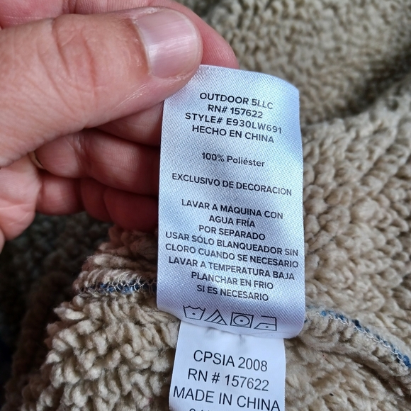 Eddie Bauer sherpa lined fleece flannel. Kids 14/16. Blue. - Picture 5 of 5